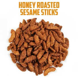 Sesame Sticks Honey Roasted - 4 Lb Bulk Pack, Delicious and Fresh Local Honey Roasted Snacks with the Perfect Mix of Sweet and Salty Flavor for Midday Snacking, Office On-The-Go Indulgence.