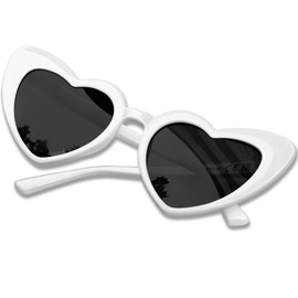 KANASTAL Heart Sunglasses Women's Festival Heart Shape Party Glasses for Women Retro Hippie Sunglasses with UV400 Protection Heart Glasses, A-Black/White Frame
