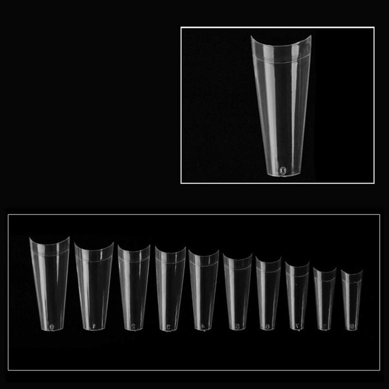 500 Pcs Natural False Nails, Long Coffin Nails Clear Coffin