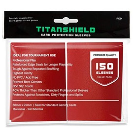 TitanShield (150 Sleeves /Red Standard Size Board Game Trading Card Sleeves Deck Protector for MTG, Baseball Collection, Dropmix
