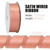 BVIEAKD Rose Gold Wired Satin Ribbon 1-1/2 Inch × 25
