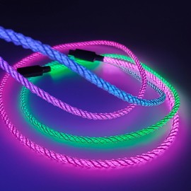 FISHOPE USB Type C Cable, 3.3ft LED RGB Light Gradual USB A to Type C Charger Cord(2 Pack)
