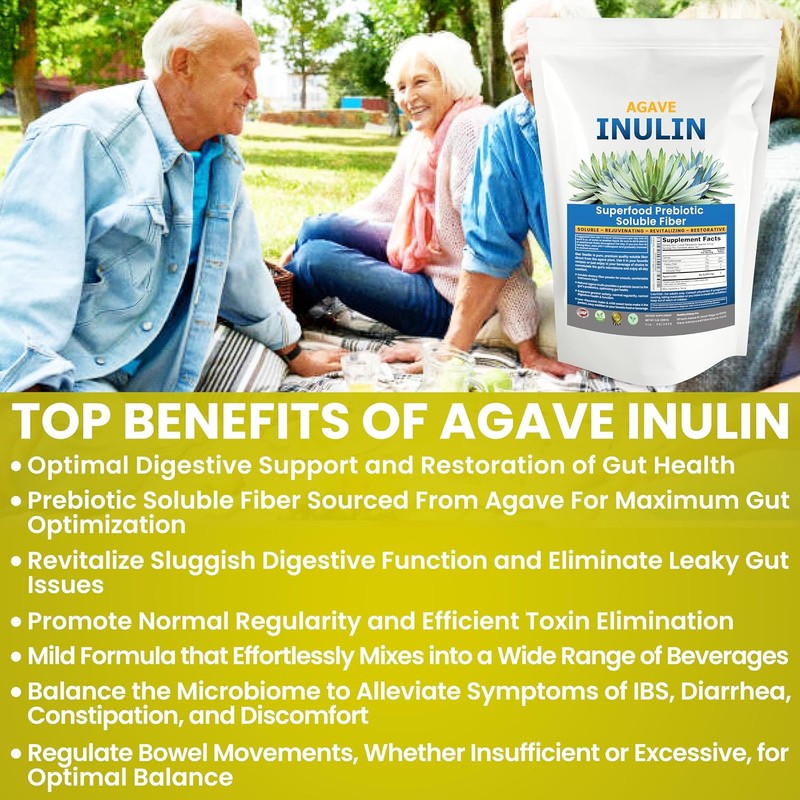 Inulina en polvo 16oz – Fibra soluble prebiótica de agave