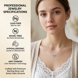 CRMAD Dainty Dragonfly Necklace for Women December Blue Topaz Birthstone Pendant Inspirational Dragonfly Jewelry Gifts