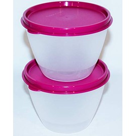 Tupperware Set of 2 Refrigerator Bowls 14 Ounces Purple and Sheer