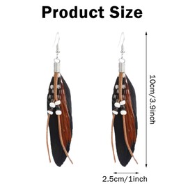 Feather Earrings, Feather Earrings, Women's Indian Earrings, Fancy Dress, Boho Earrings, Carnival Decorations for Women and Girls Gift, Alloy Steel