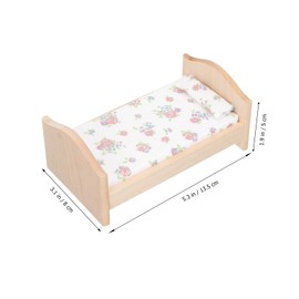 Abaodam Mini House Furniture Doll Bed Wooden 1:12 Miniature Bed with Cotton Bedding and Cushion Toy for Children's Room Dollhouse Accessories