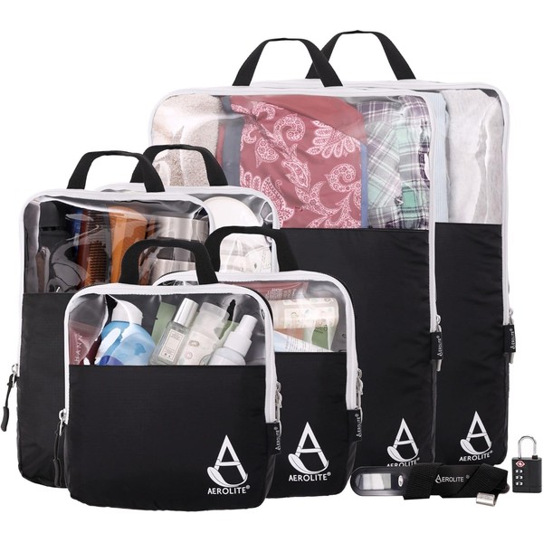 Aerolite Packing Cubes for Suitcases with Digital Luggage Scale and