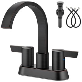 Aolemi Bathroom Faucets for Sink 3 Hole,4 Inch Centerset Waterfall Faucet Bathroom Sink Faucet,2 Handle Faucet for Bathroom Sink,with Pop-Up Drain and Supply Lines,Oil Rubbed Bronze