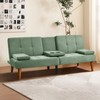 COLAMY Futon Sofa Bed-Fabric Small Couch, Lounge Convertible with 2