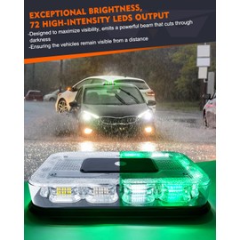 LUMENIX LED Roof Top Strobe Beacon Light Bar Rooftop Security Warning Emergency Flashing Plow Lights for Construction Vehicles Tow Commercial Trucks Postal Cars Snowplow - Green White