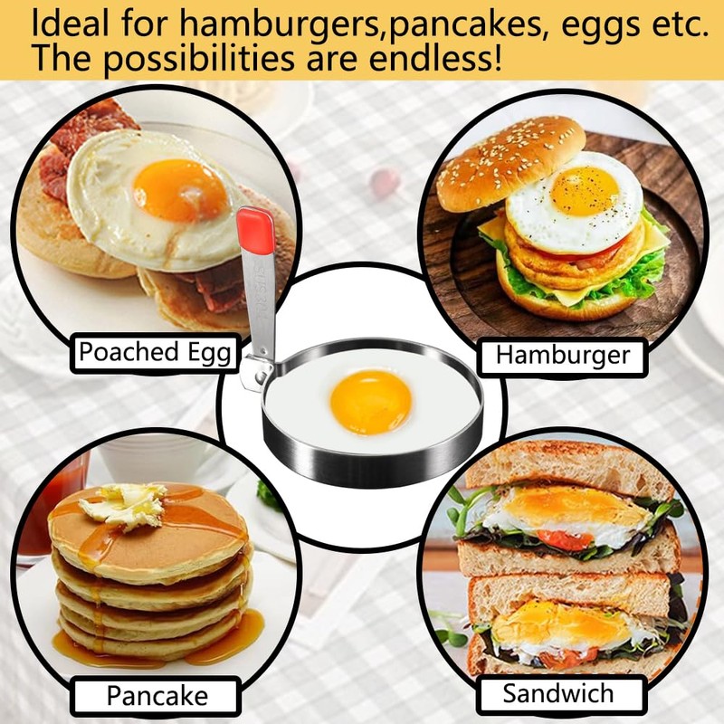 GZMAISULEE Egg Ring Molds for Cooking 5 Pack Griddle Egg