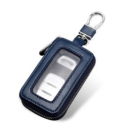 yorpyep Car Remote Key Protective Cover, Anti-scratch PU Leather Double-ended Zipper Key Bag, for Most Cars (Royal Blue)