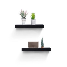 18.11 Floating Wood Shelves Wall Mounted Hanging Shelves for Bathroom Bedroom Living Room Kitchen-for Book StorageMain Material: MDF, Main Color: Black