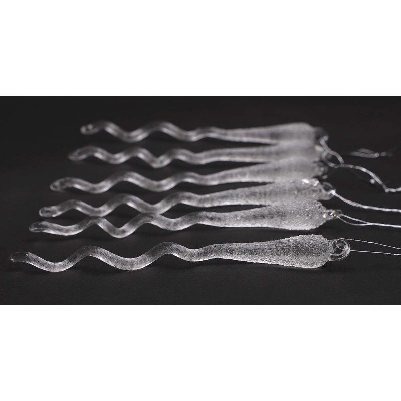 Toyland® Pack Of 6 - 15cm Glass Frosted Icicle Decorations