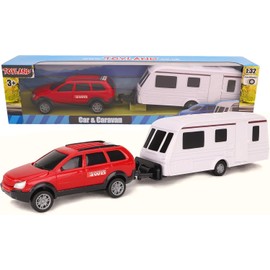 Toyland Car & Caravan Take Away Set - Scale 1:32 (Red)