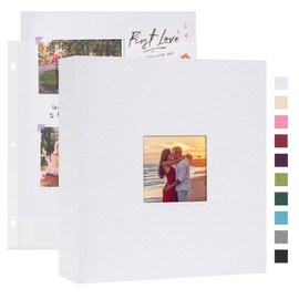 Mublalbum 8.5x11 Inch DIY Scrapbook Photo Album with 40 Plastic Sleeves 80 Pages Top-Loading Protectors, Linen Cover 3-Ring Binder for Baby Wedding Travel and DIY Projects (White)