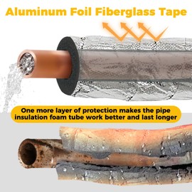 TWAKAP Super Age-Resistant AC Pipe Foam Insulation Tube Wrap Protect Foil Fiberglass Tape,More Weather-Resistant Shield for Pipe Insulation Foam Tube, Reflect 95%Thermal for Window AC Unit,HVAC Duct