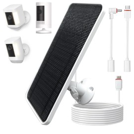 AYF Solar Panel Compatible with Ring Spotlight Cam, Stick Up Cam & Outdoor Cam Battery, Weatherproof Charger with 13FT Cable, Secure Mount, 2 Cables (Micro USB to Type-C & Micro USB to DC), 1 Pack