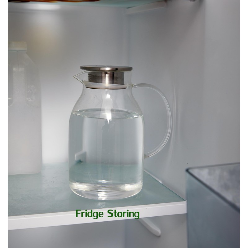 Karafu 68 Oz/2 Liter Glass Pitcher with Lid, Heat Resistant