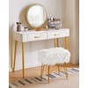 IBUYKE Rectangular Faux Fur Vanity Stool with Storage, Furry Makeup