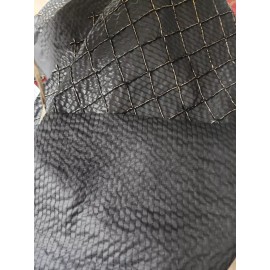 Unknown BTY Vintage Fashion Costume Gown Fabric Black Taffeta Gold Metallic Threads 55W