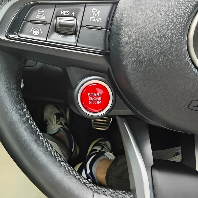ANGELGUOGUO Red ABS Car Engine Start Stop Switch Button Cover