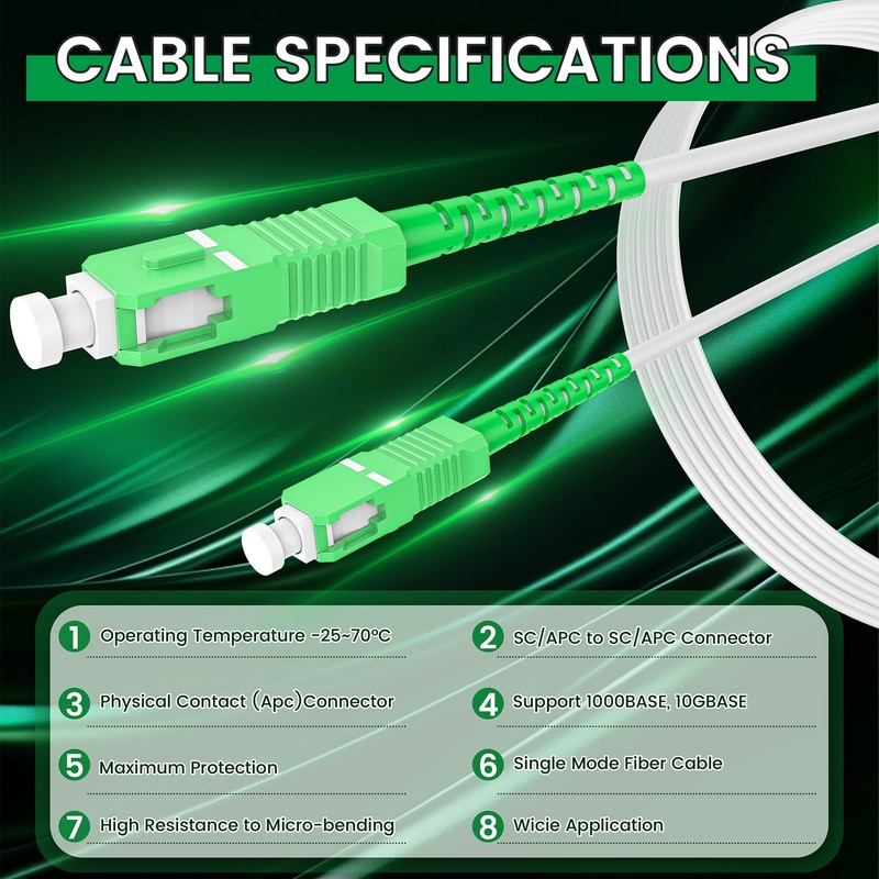 SpeedyCables SC/APC Armored Fiber Optic Cable 1m/3ft - OS2 Single