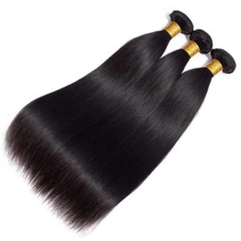 Straight Bundles Human Hair 12 14 16 Inch 100% Unprocessed 3 Bundles Straight Hair Double Weft Weave Natural Black