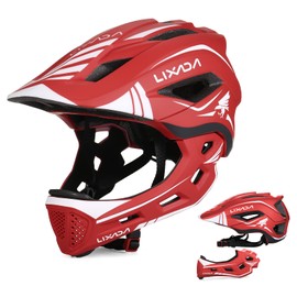 Lixada Kids Full Face Helmet Detachable Child Boys Girls Bike Helmet Protective Gear for Cycling Skateboarding Roller Skating Cycle Helmet 52-58cm