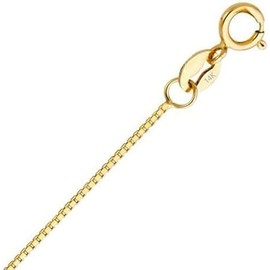 Nareteri 14K Yellow Gold 1.15mm Solid Box Chain Necklace Link for Women and Men, 16 inch