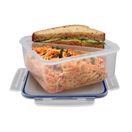 Starfrit LocknLock Plastic Divided Lunch Container - Removable Divider - 41oz/1.2L - Airtight & Leakproof - 4-Sided Locking Lid