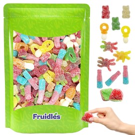 Fruidles Assorted Sour Gummi Mix Candy, Delicious Sugar (Coated) Fruit Flavors Gummies (Half-Pound)