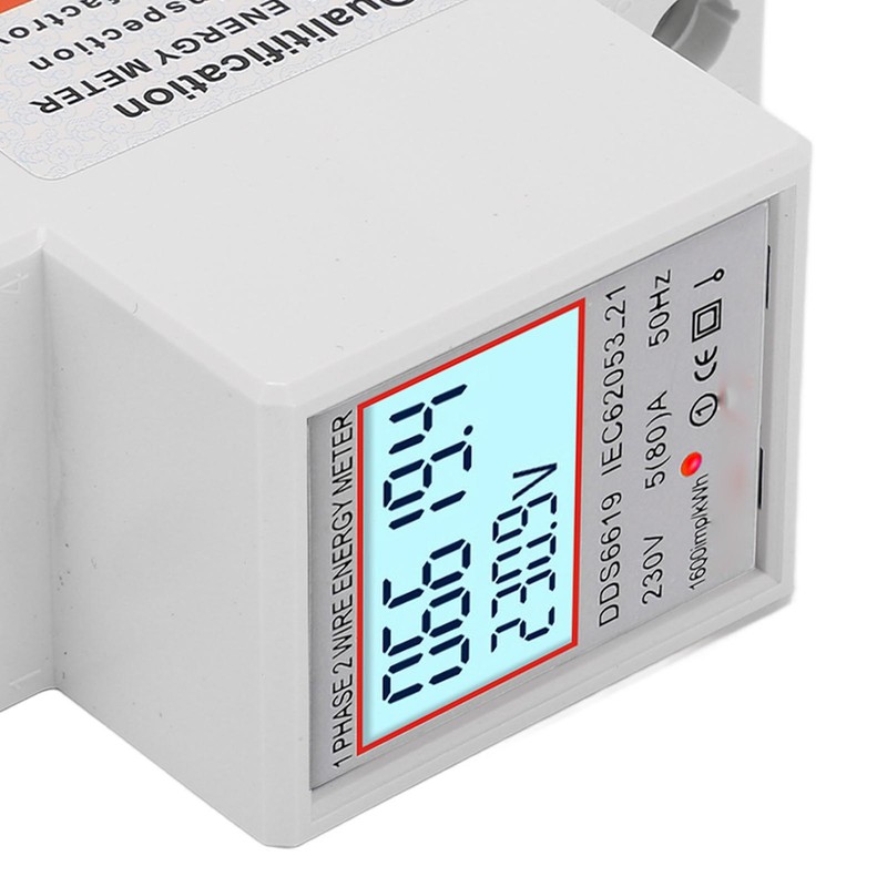 LCD Digital Electricity Meter Single Phase 2 Pin DIN Rail