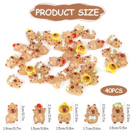 SUPRROW 40PCS Capybara Stuff,resin Animals,Luminous Mini Capybara Resin Figurines,toy Gifts Desk for Table Top, Mini Garden,Party Gifts, Educational Toys