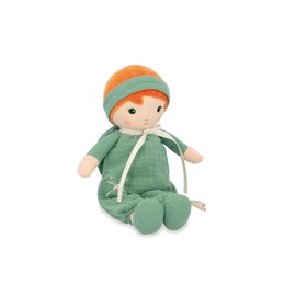 KALOO - Tendresse - Meine Erste Stoffpuppe Olivia - 25 cm Große Puppe - Musselin-Overall - Hübsche Geschenkbox - Personalisierbares Band - Ab Geburt, K200010