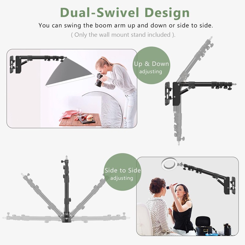 MSKIRA Ring Light Wall Mount with Triangle Base, 43.3inch/110cm Length