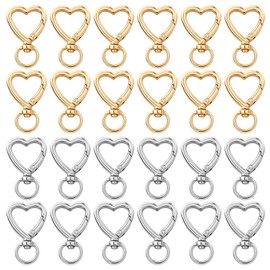 24Pcs Heart Carabiner Clasp for Keys Heart Keychain Clip Hook Key Ring