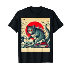Catzilla Cat Retro Vintage Japanese Kaiju Funny Cat Monster Men Women Girls Kids T-Shirt