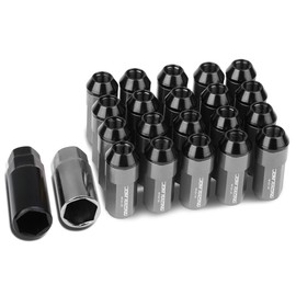 DNA MOTORING LN-ZTL-9027-125-GM 20Pcs M12 x 1.25 Open/Closed End Style 23mm OD/53mm Height Wheel Lug Nuts w/Deep Drive Extension, Gun Metal