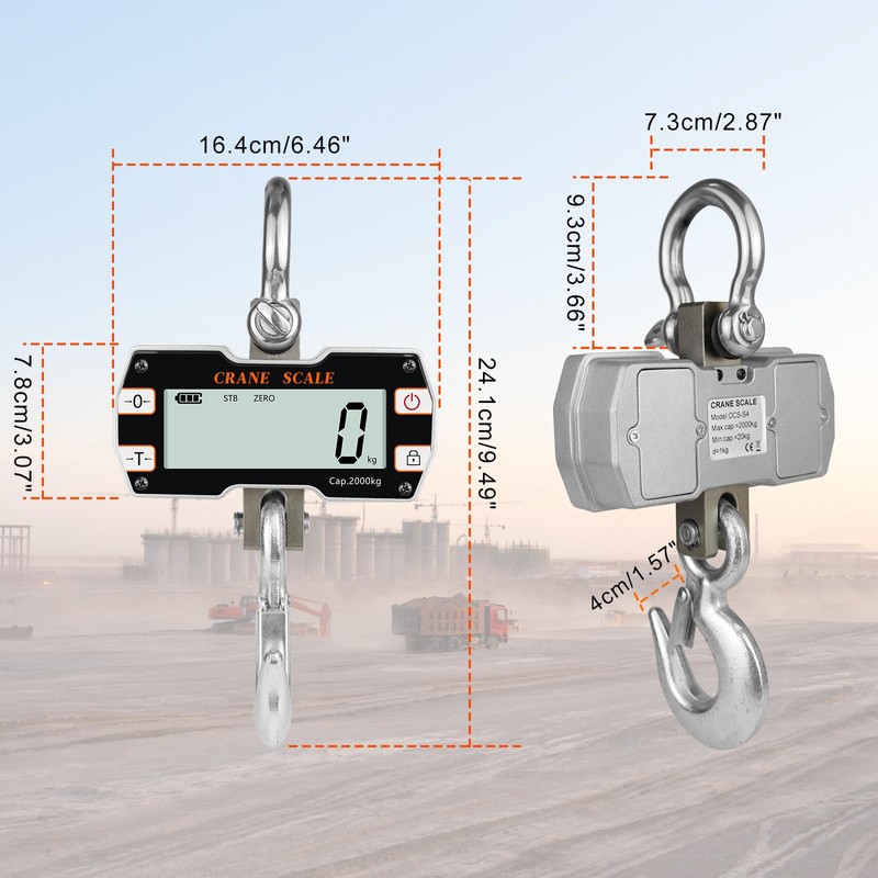 Hyindoor 2000kg 4400lb Crane Scale, 2 Ton Digital Hanging Scale