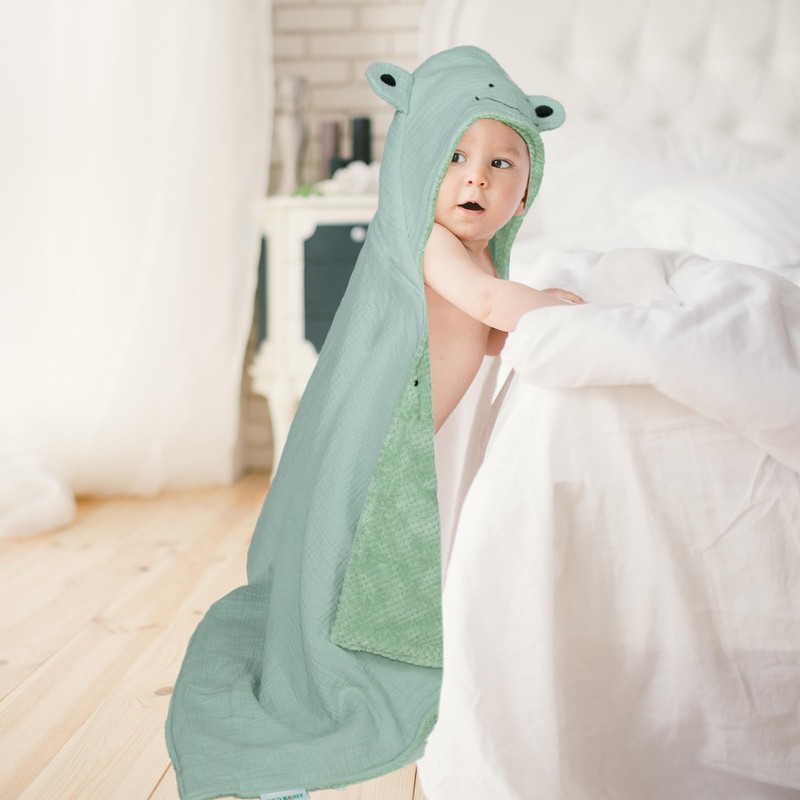 Dormlony Ultra-Soft Hooded Bath Towel with Flannel Linning for Baby