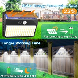 SIGRILL SIGRILL Solarlampen fr Au?en mit Bewegungsmelder 2 Stck Solarleuchten fr Au?en 150LED Solar Aussenleuchte 3 Modi Solar Wandleuchte Aussen IP65 Solarlicht Solarlampe fr Garten, Stufen, Garage