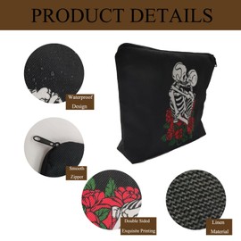 Younpy Skull Makeup Bag,Human Skeleton Cosmetic Bag,Travel Accessories Organizer,Travel Essentials Zipper Cosmetic Pouch,Portable Waterproof Toiletry Bag for Women