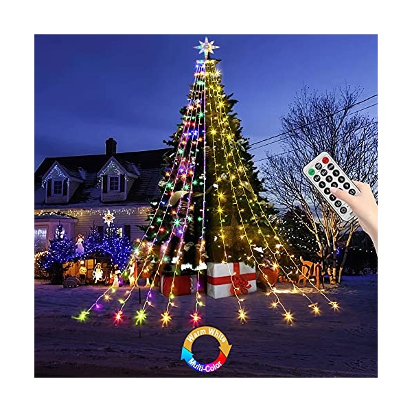 Qulist Color Changing Christmas Lights,Outdoor Dipper Star String Lights,16.4Ft 315LED Christmas Decoration [8 Modes & Waterproof] for Halloween Xmas New Year Holiday(Warm White & Multicolor)
