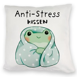 speecheese Frog in Blue Blanket Cuddly Cushion with Saying Anti-Stress Cuddly Cushion Relaxing Decorative Cuddly Cushion in Kawaii Design - Cute Relax Bed Accessory for Anti-Stress Relaxation