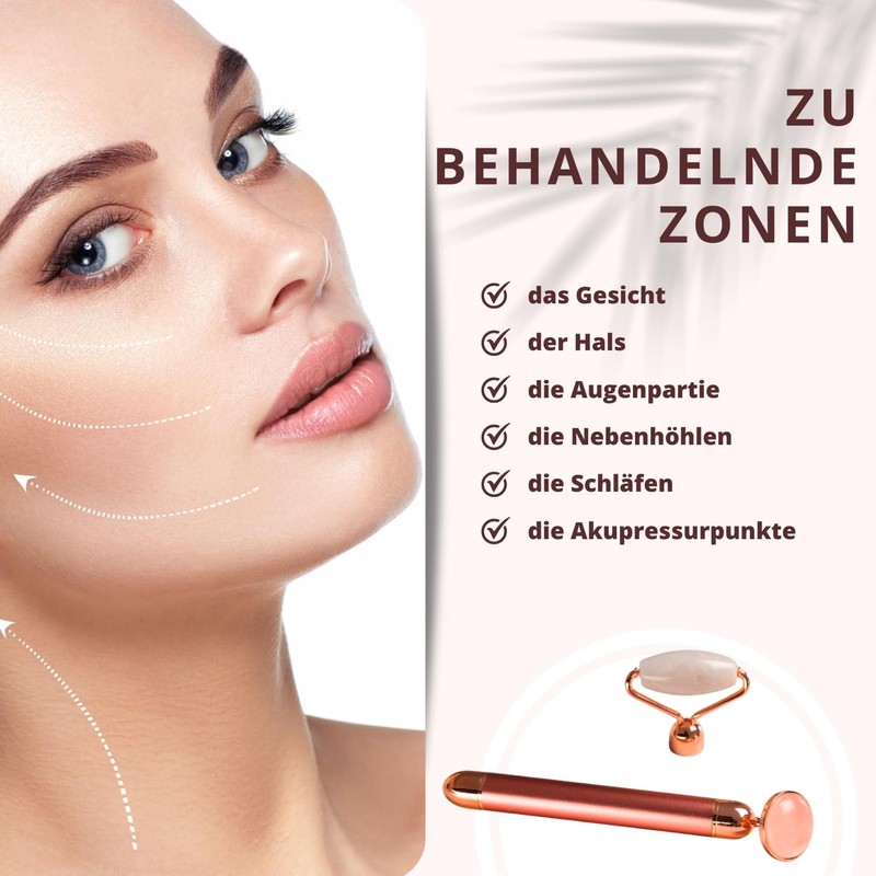 Masseur Face Roller Stone Quartz Electric Pink - Roller in