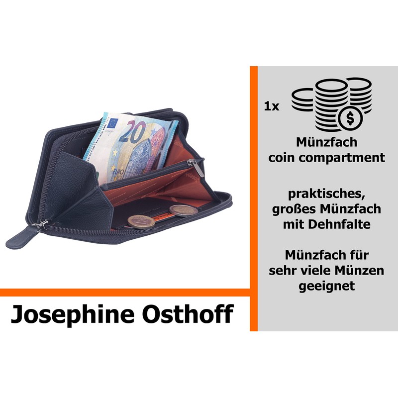 Josephine Osthoff Bremen Compact Genuine Leather Wallet with RFID Protection,