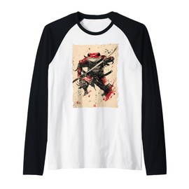 Frog Samurai Warrior Katana Ukiyoe Ronin Raglan Baseball Tee