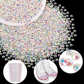 3000PCS SS8/2.5mm Crystal Rhinestones (Transparent AB), Bedazzling Flatback Glass Rhinestones for Crafting DIY Nail Art Makeup Decoration, Gems Diomand Charms for Tumbler Shoes Clothing Mug